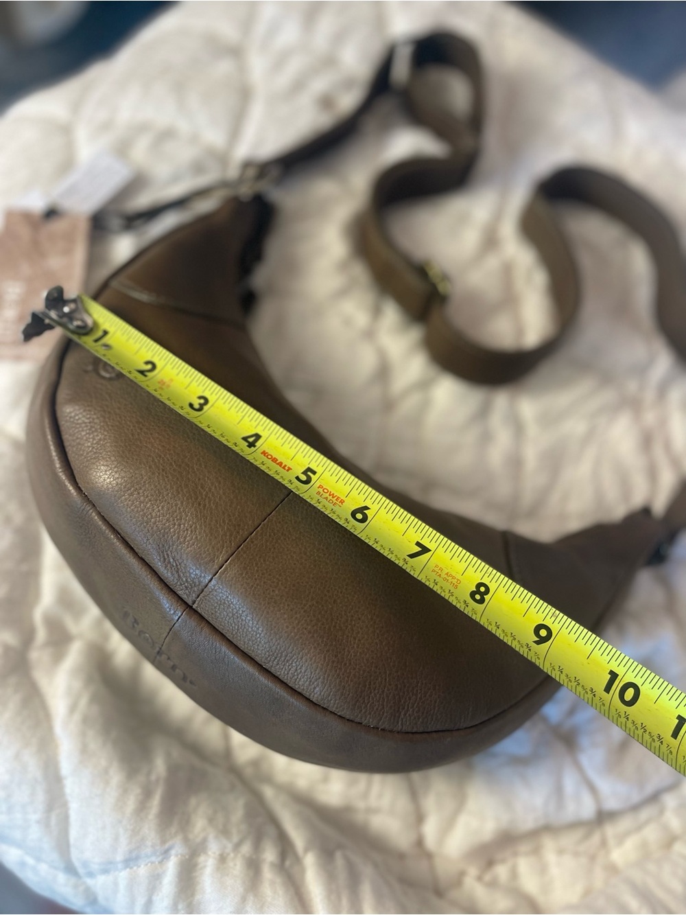 Born Olive Green Genuine Leather Crescent Shoulder Hobo Quiet Luxury Minimalist - Picture 14 of 16